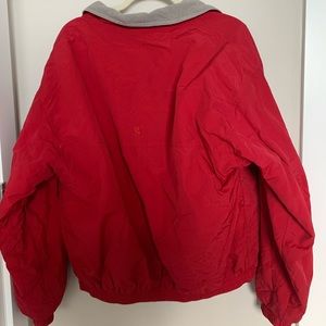 Bright red bomber jacket